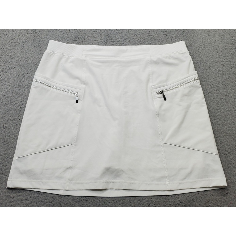 Chico's Golf Tennis Skort Womens 16 White Zip Pockets Active Stretch Performance